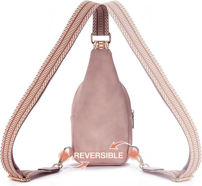 Telena Small Sling Bag for Women Leather Crossbody Fanny Packs Chest Bag for Women