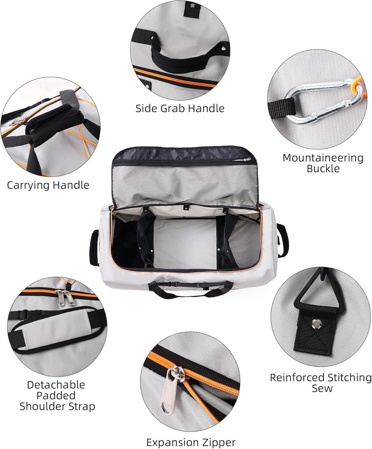 Rolling Duffle Bag with Wheels,110L/140L Expandable Soft-Sided Foldable Duffle Bag with 2 Rubber Wheels,Packable 32” Rolling Carry-On with Multi-Pockets & Compartments (Grey)