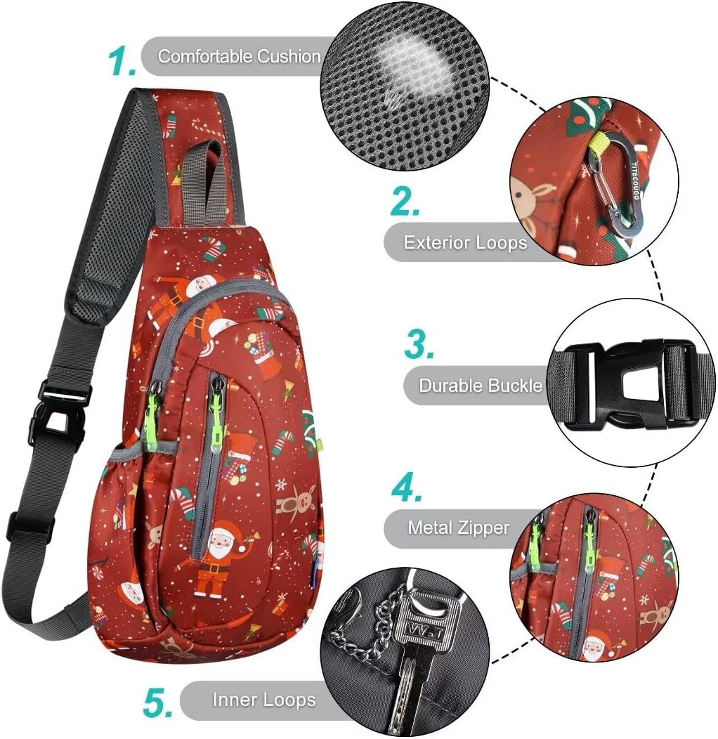 TITECOUGO Small Sling Bag, Lightweight Crossbody Backpack for Men Women, Shoulder Bag for Sports and Outdoor