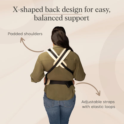 Cub & Co Ergonomic Baby Carrier Newborn to Toddler – 4-in-1 Adjustable with Head & Lumbar Support, Breathable Fabric, Multi-Position Design, Foldable for Travel (Beige)