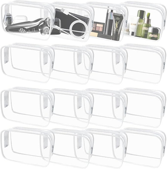 16 Pieces Clear Makeup Bags Bulk, TSA Approved Toiletry Bag by YedsIntu