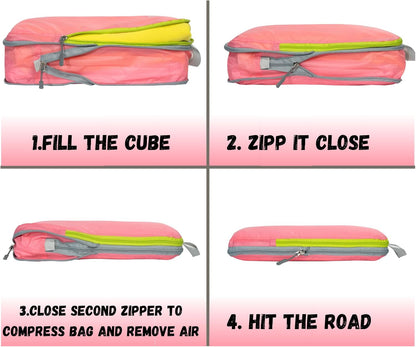 6 Set/3 Set Ultralight Compression Packing Cubes, Suitcase and Backpack Travel Organizer Bags