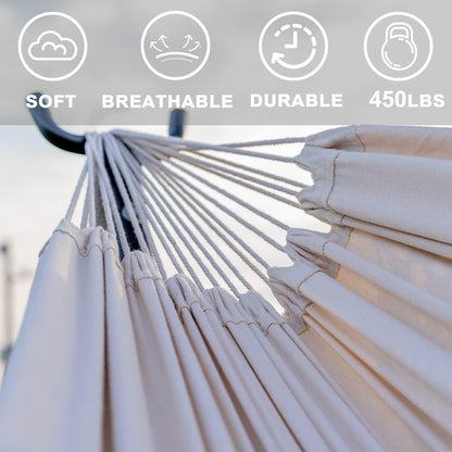 Lazy Daze Hammocks Double Hammock with 9ft Space-Saving Steel Stand Includes Portable Carrying Case, 450 Pounds Capacity (Natural)