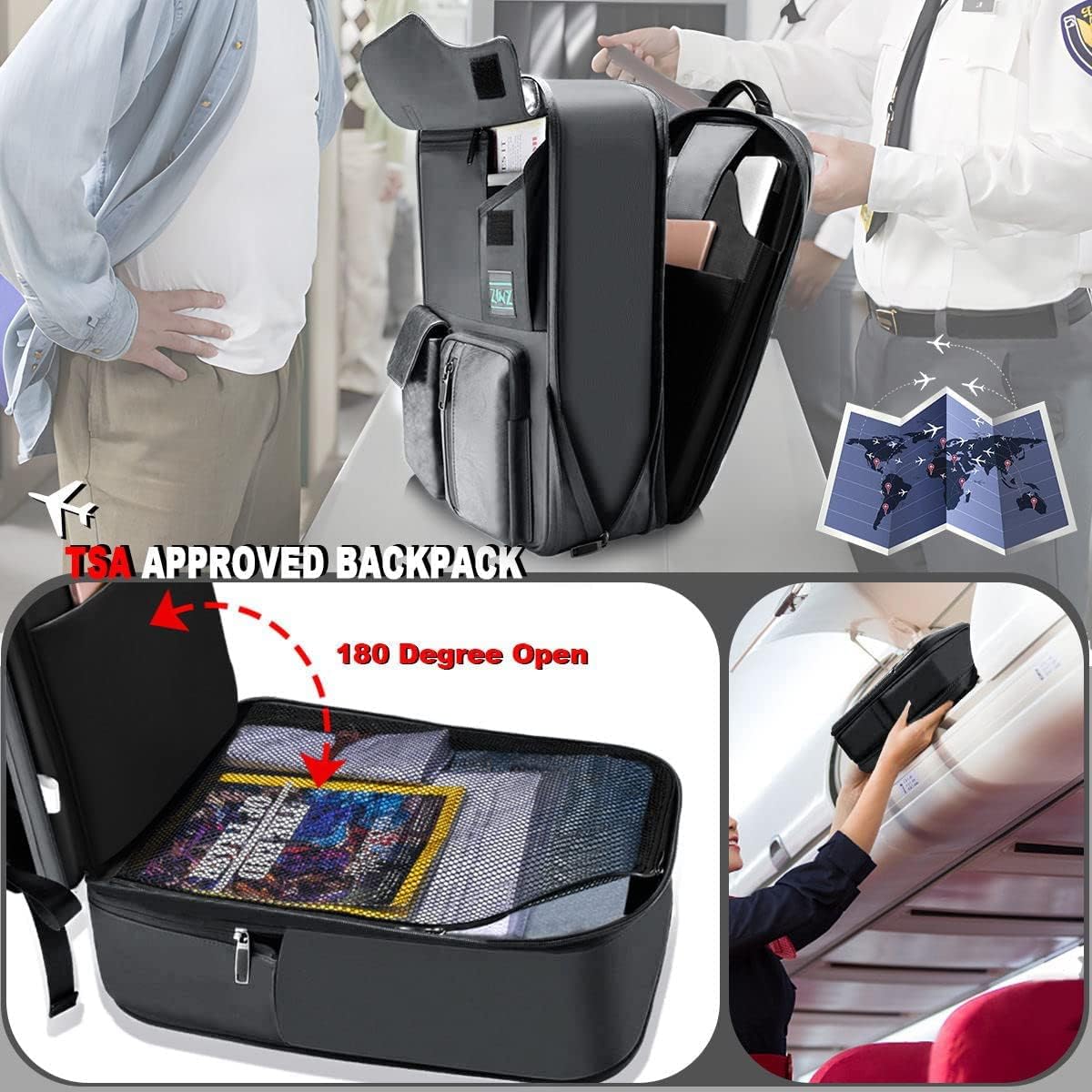 ZINZ Laptop Backpack 15 15.6 16 Inch, Expandable Computer Rucksack with Multi-Pockets Anti-Theft Travel Daypack for Men and Women,Dark Gray