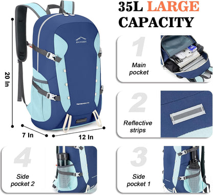 Hiking Backpack,Large 35L Travel Backpacks for Men Women,Water Resistant Ultra Lightweight Foldable Packable Camping Daypack for Outdoor Sports