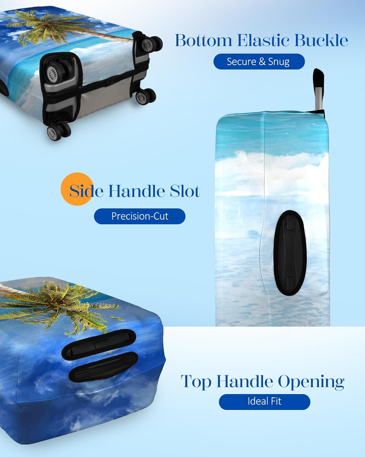 Slohif Luggage Cover for Suitcase Tsa Approved Protector - Luggage Sleeve Large Suit Case Cover Travel Stretch Baggage Case Protective Washable Fit 24-27 Inch Hawaii M