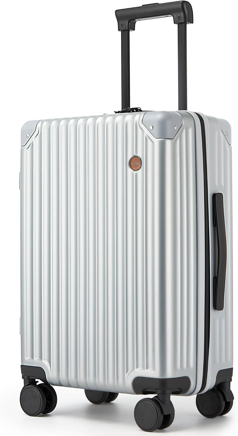 20 Inch Carry on Luggage,Airline Approved 22x14x9 Hard Shell Carry on Suitcase with 360° Spinner Wheels,TSA Lock and Lightweight Hardside Carry-on Luggage for Travel (Silvery, 20 Inch)