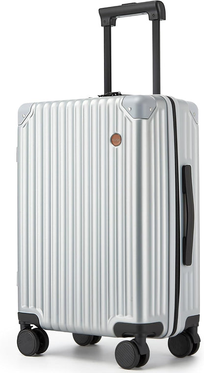 20 Inch Carry on Luggage,Airline Approved 22x14x9 Hard Shell Carry on Suitcase with 360° Spinner Wheels,TSA Lock and Lightweight Hardside Carry-on Luggage for Travel (Silvery, 20 Inch)