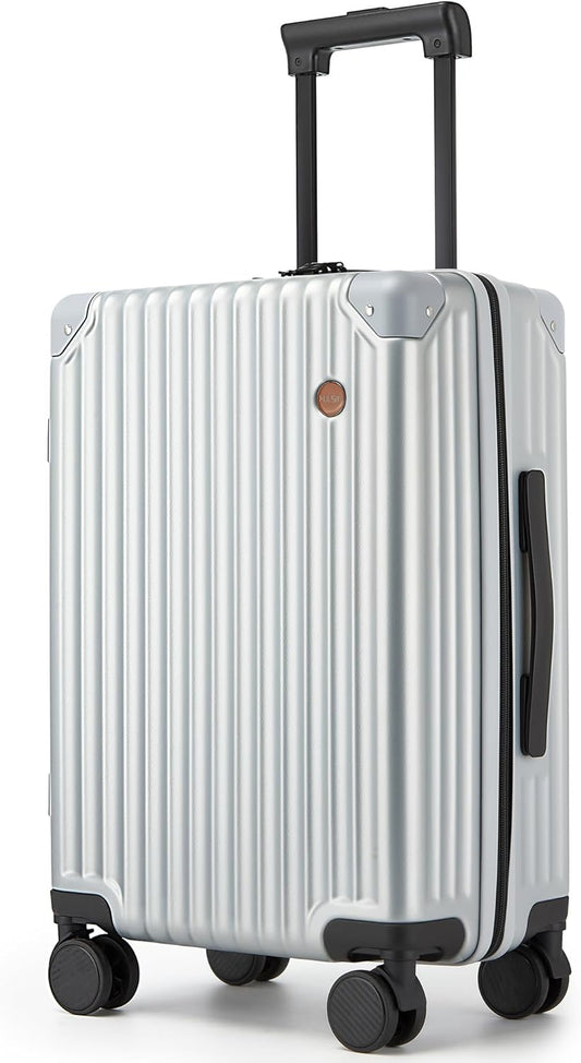 20 Inch Carry on Luggage,Airline Approved 22x14x9 Hard Shell Carry on Suitcase with 360° Spinner Wheels,TSA Lock and Lightweight Hardside Carry-on Luggage for Travel (Silvery, 20 Inch)