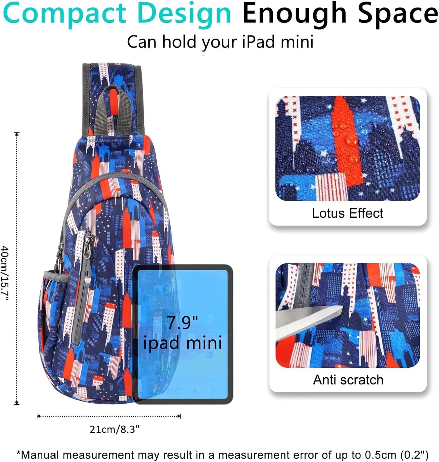 TITECOUGO Small Sling Bag, Lightweight Crossbody Backpack for Men Women, Shoulder Bag for Sports and Outdoor