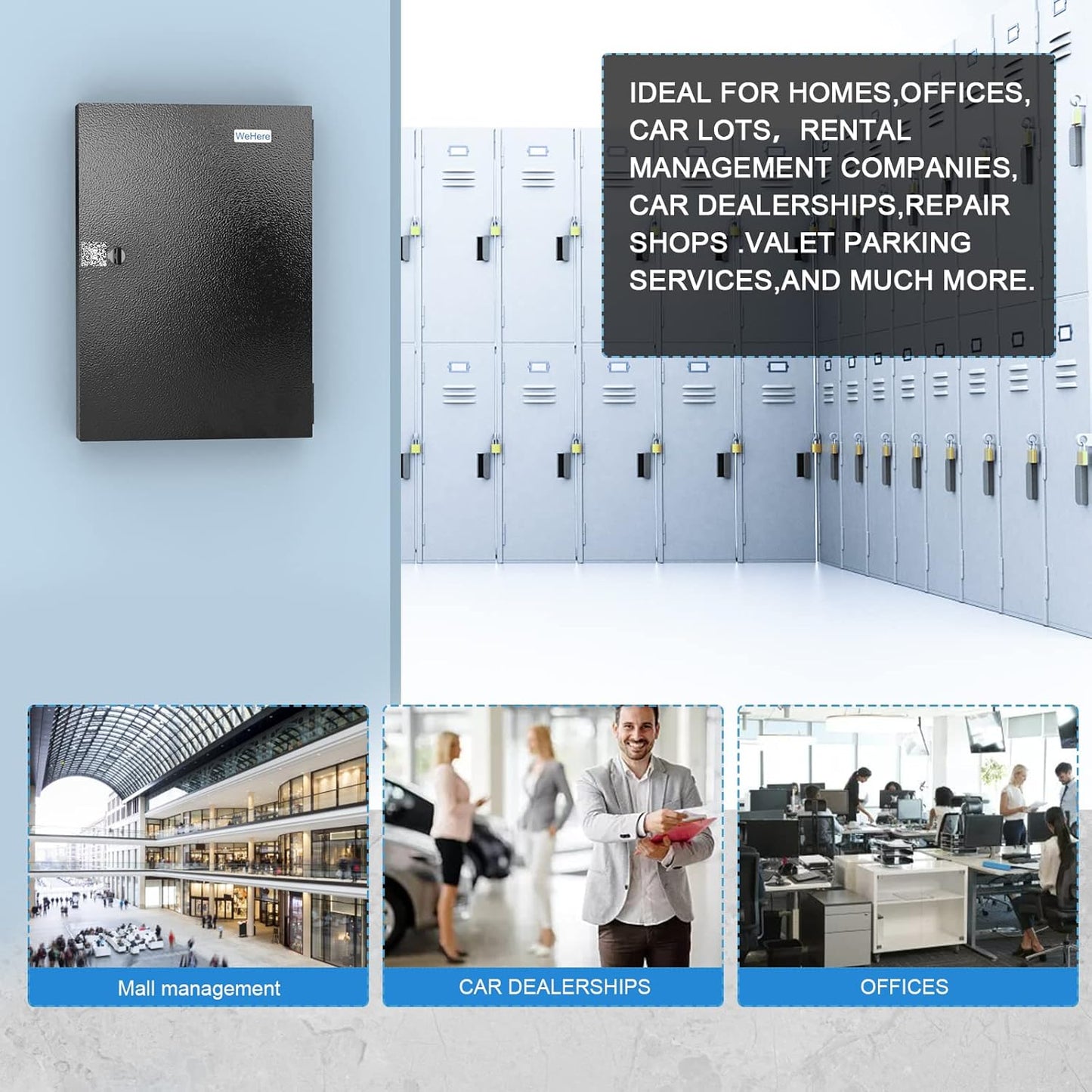 32 Key Cabinet Organizer, Lock Box, Security Storage for Valets, Hotels, Car and House Keys, Key Keeper Box - Black