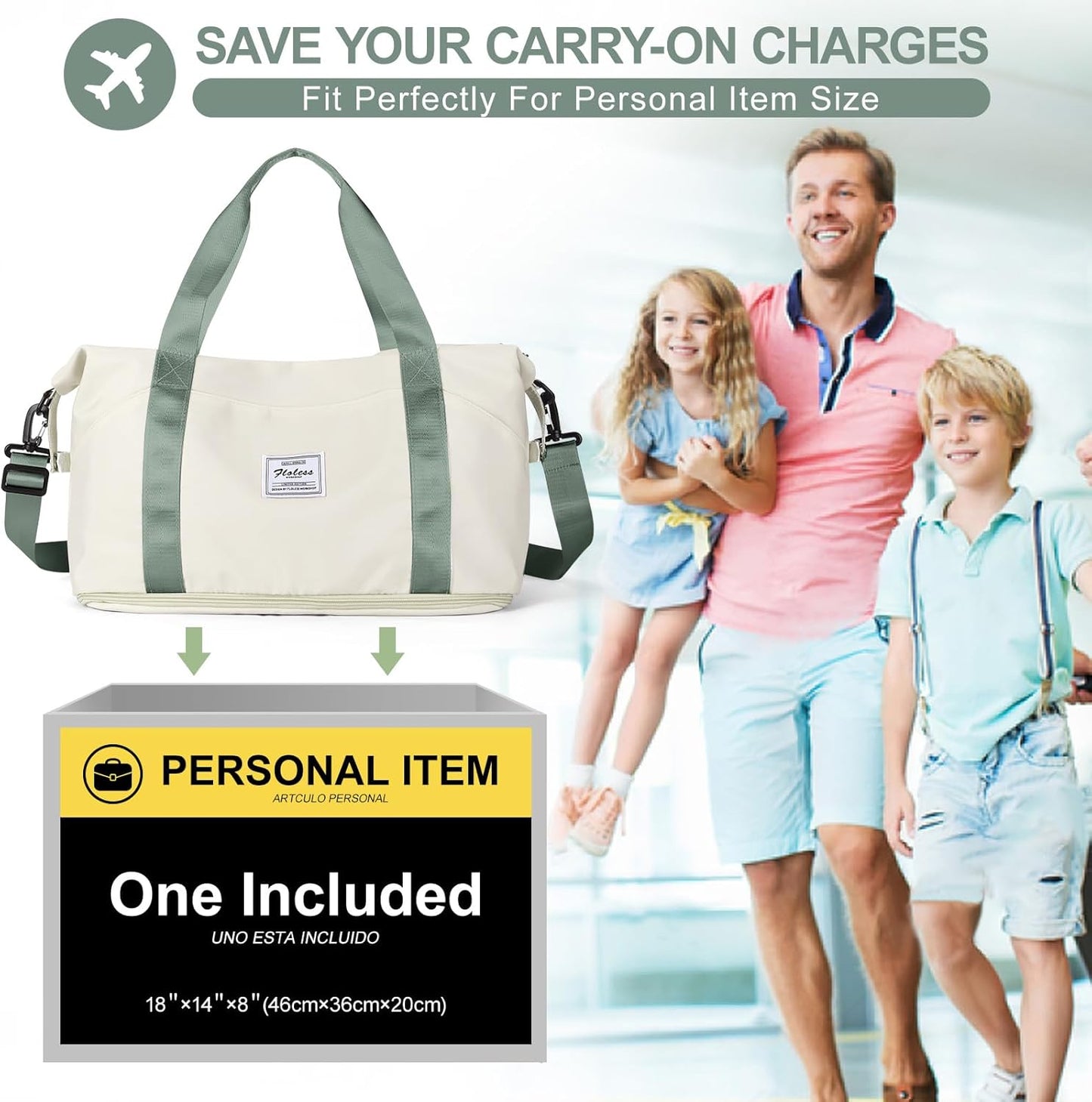 Travel Duffel Bag, Sports Tote Gym Bag, Shoulder Weekender Overnight Bag for Women