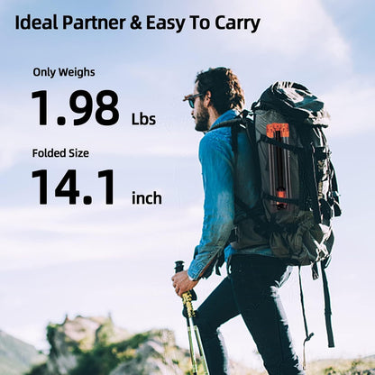 Fotopro Carbon Fiber Tripod 60 Inch 360 Degree Ball Head Quick Release Plate Lightweight Camera Tripod for Travel Tripod Folded Height Only 14.2",Max Loads up to 22lbs,Orange