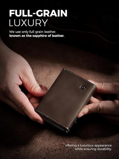 LORZOR Wallet for Men with Metal Card Holder, Pop Up Wallet, Finest Full Grain - Image 3