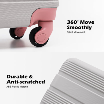 LONG VACATION 3 Piece Carry On Luggage 20 Inch Suitcase with Spinner Wheels, ABS+PC Hardshell Suitcase set with TSA Lock & YKK Zipper