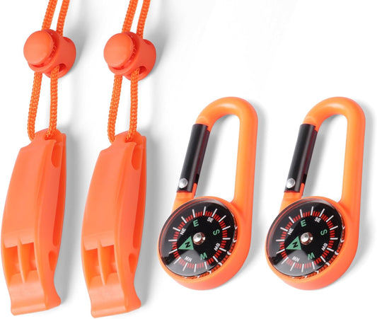 2-Pack Whistle Emergency Safety with Lanyards - High Decibel Survival Whistle for Life Jackets, Boating, Kayaking, Hiking, Hunting & Rescue