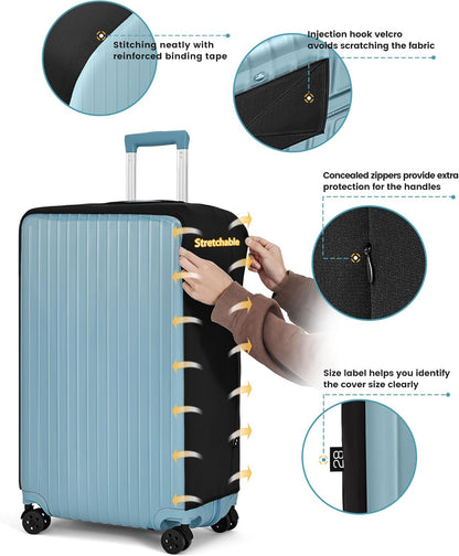 Travelkin Clear Luggage Cover Protectors For Suitcase Transparent TPU Polyester Spandex Suitcase Cover Protector Fit 18-32 Inch Luggage