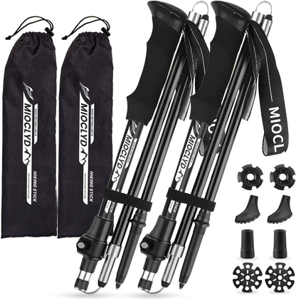 Collapsible Hiking Poles, 7075 Aluminum Trekking Poles, 2pc Lightweight Folding Adjustable for Men & Women, Walking Sticks for Hiking, Camping, Backpacking