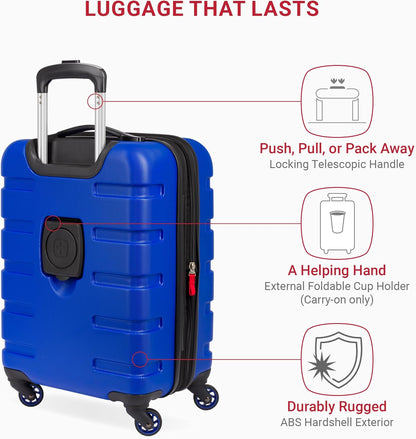 SwissGear 7366 Hardside Expandable Luggage with Spinner Wheels, Cobalt, Carry-On 19-Inch