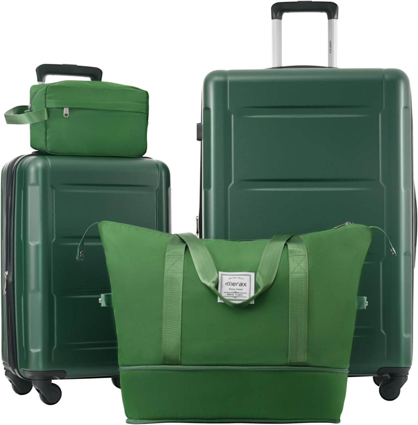 Merax Luggage Set 2 Piece Suitcase Sets with Spinner Wheel,Lightweight Hardside Expandable Travel Laggage with TSA Lock,Suitcase with Travel Bag(20"/28",Green)