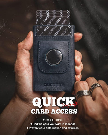 DUGRAFT Pop Up Wallet with AirTag Holder, RFID Blocking Air Tag Wallet with Money Clip Smart Credit Card Holder Wallet for Men(AirTag Not Included)