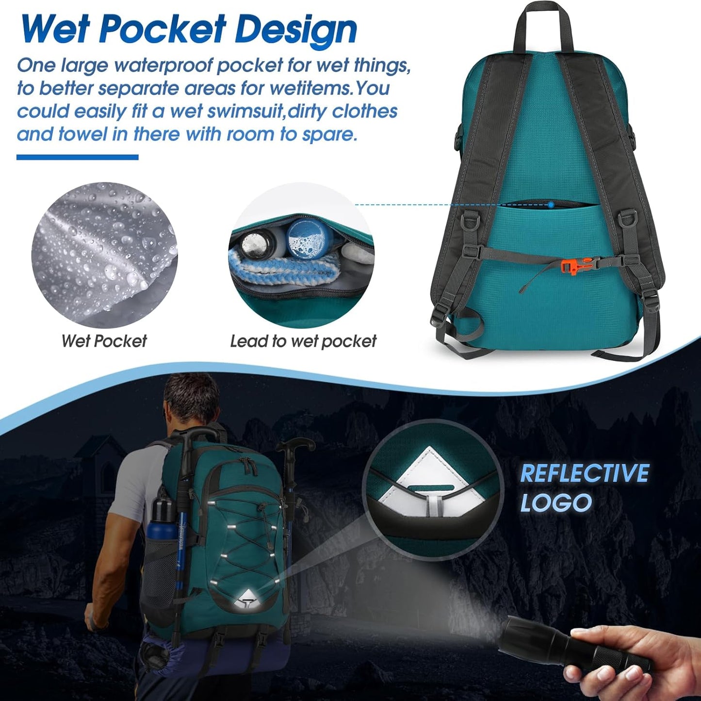 IGOLUMON Hiking Backpack 40L Packable Lightweight Camping Backpack Men Women Waterproof Hiking Daypack Outdoor Travel Daypack