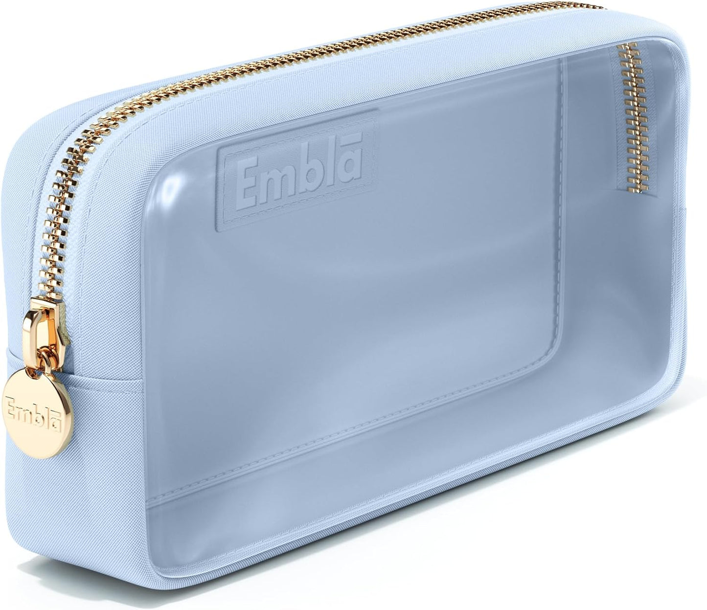 Clear Makeup Bag Zipper Pouch, Transparent Cosmetic Case Organizer, TSA Approved Travel Toiletry Case, Travel Accessories Essentials Makeup Tote for Women, Small Cute Make up Bag for Purse - Sky