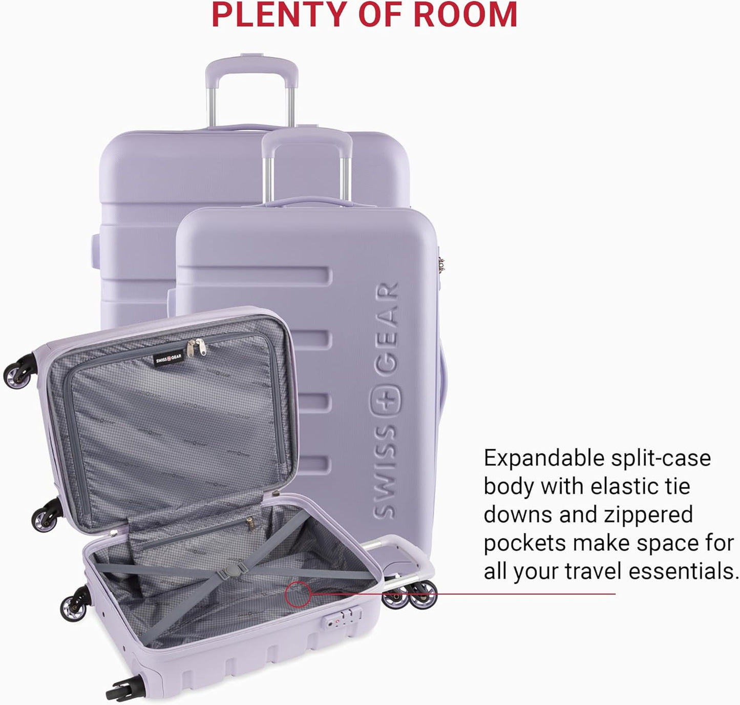 SwissGear 7366 Hardside Expandable Luggage with Spinner Wheels, Evening Haze, 3-Piece Set (19/23/27)