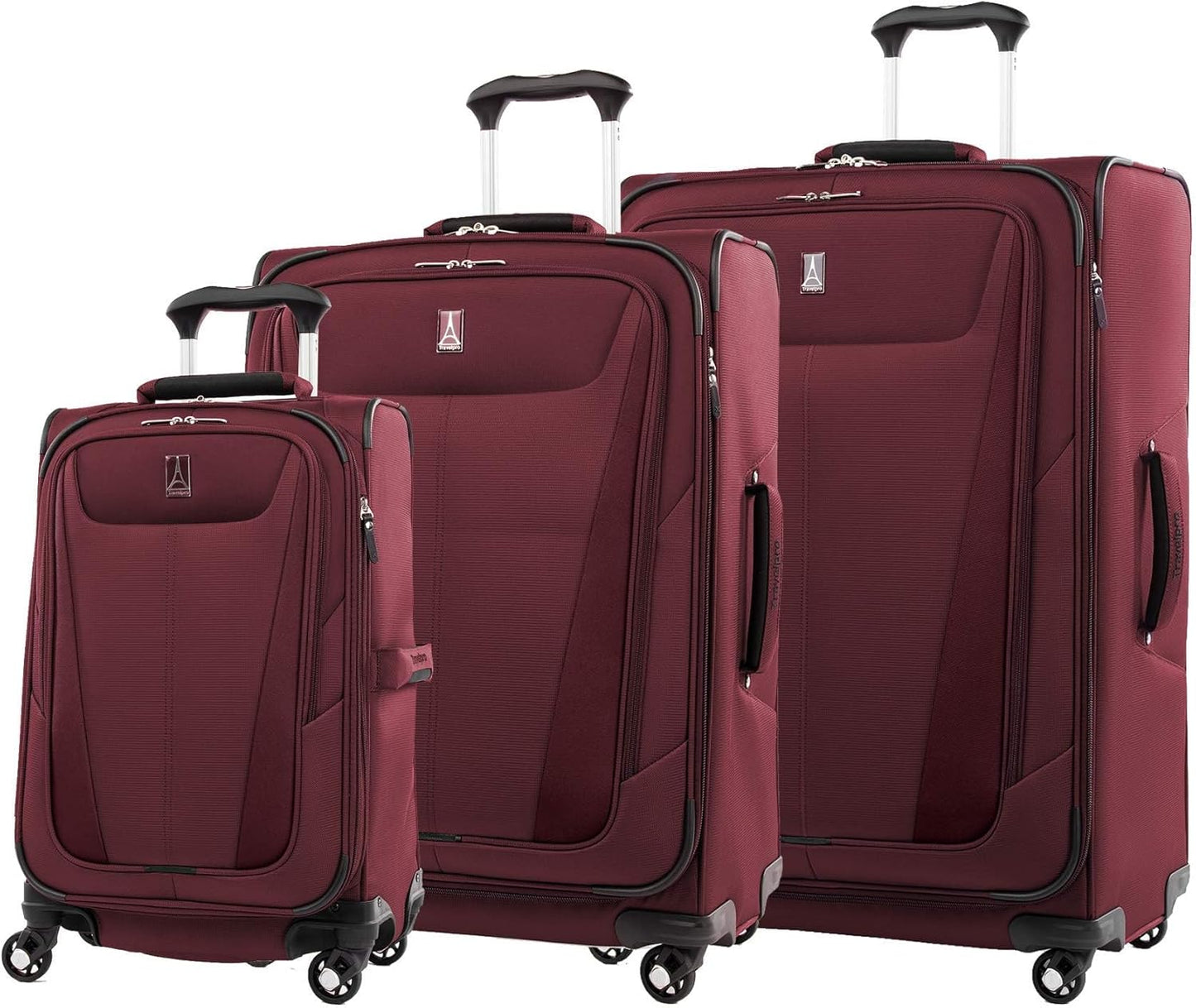 Travelpro Maxlite 5 Softside Expandable 3-Piece Luggage Set — Carry-On, Medium and Large Checked Luggage — Burgundy