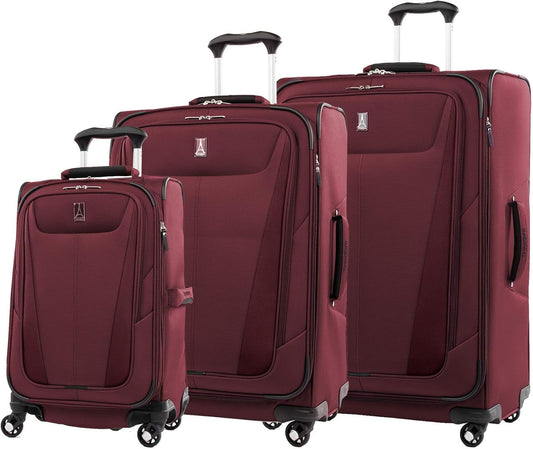 Travelpro Maxlite 5 Softside Expandable 3-Piece Luggage Set — Carry-On, Medium and Large Checked Luggage — Burgundy
