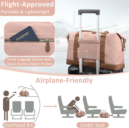 Travel Duffle Bag for Women, Weekender Bags, Hospital Bag for Labor Delivery, Lightweight Tote Duffel Overnight Bag with Luggage Sleeve, Airplane Travel Bags with Toiletry Bag, X-Large,Pink