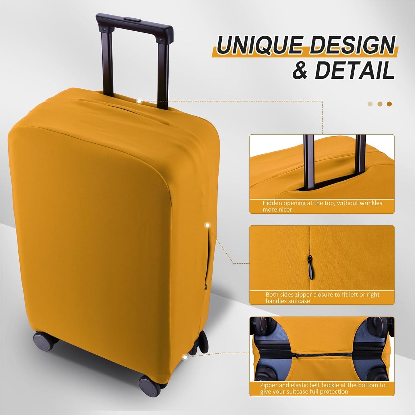 Travel Luggage Cover Suitcase Protector Scratch-Resistant Fit 19-31 Inch Suitcase, Not Included Suitcase (Yellow, SX(22-23 inch))