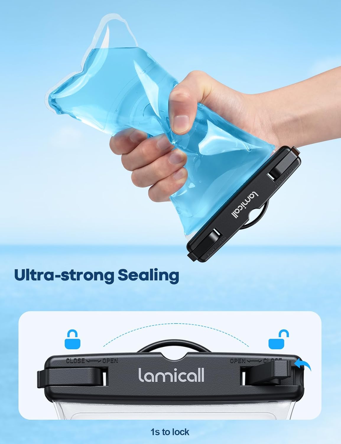 Lamicall 2PCS Waterproof Phone Pouch Floating - [Soft 3D Seamless Design] IPX8 Water Proof Cell Phone Case for Beach, Protector for iPhone, 4-7" Devices, Dry Bag Beach Essentials for Cruise Travel