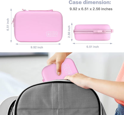MOSISO Electronic Organizer Travel Case Compatible with MacBook Power Adapter, Compatible with Magic Mouse & Pencil, SD Card, USB Flash Disk with 4 Modular Insert & 2 Cable Tie & Snap Hook, Pink