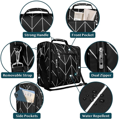 PAVILIA Extra Large Toiletry Bag Travel Bag for Women Men, Hanging Cosmetic Organizer, Water Resistant Makeup Bag for Accessories Toiletries, Travel Essentials Kit (Black Chevron)
