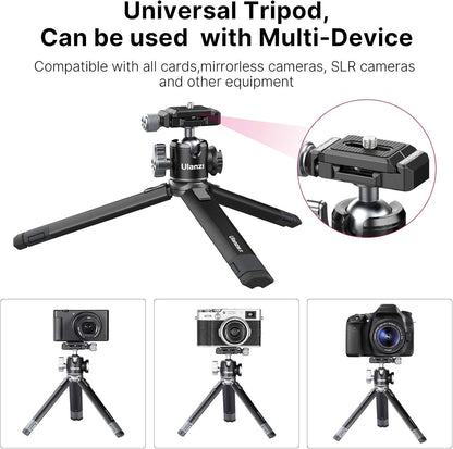 Portable Desktop Mini Tripod PICTRON MT-24 Compact Camera Tripod Aluminum Alloy with 360° Ball Head,1/4 inches Quick Release Plate for DSLR Camera Video Camcorder, Load up to 11lbs/5kg