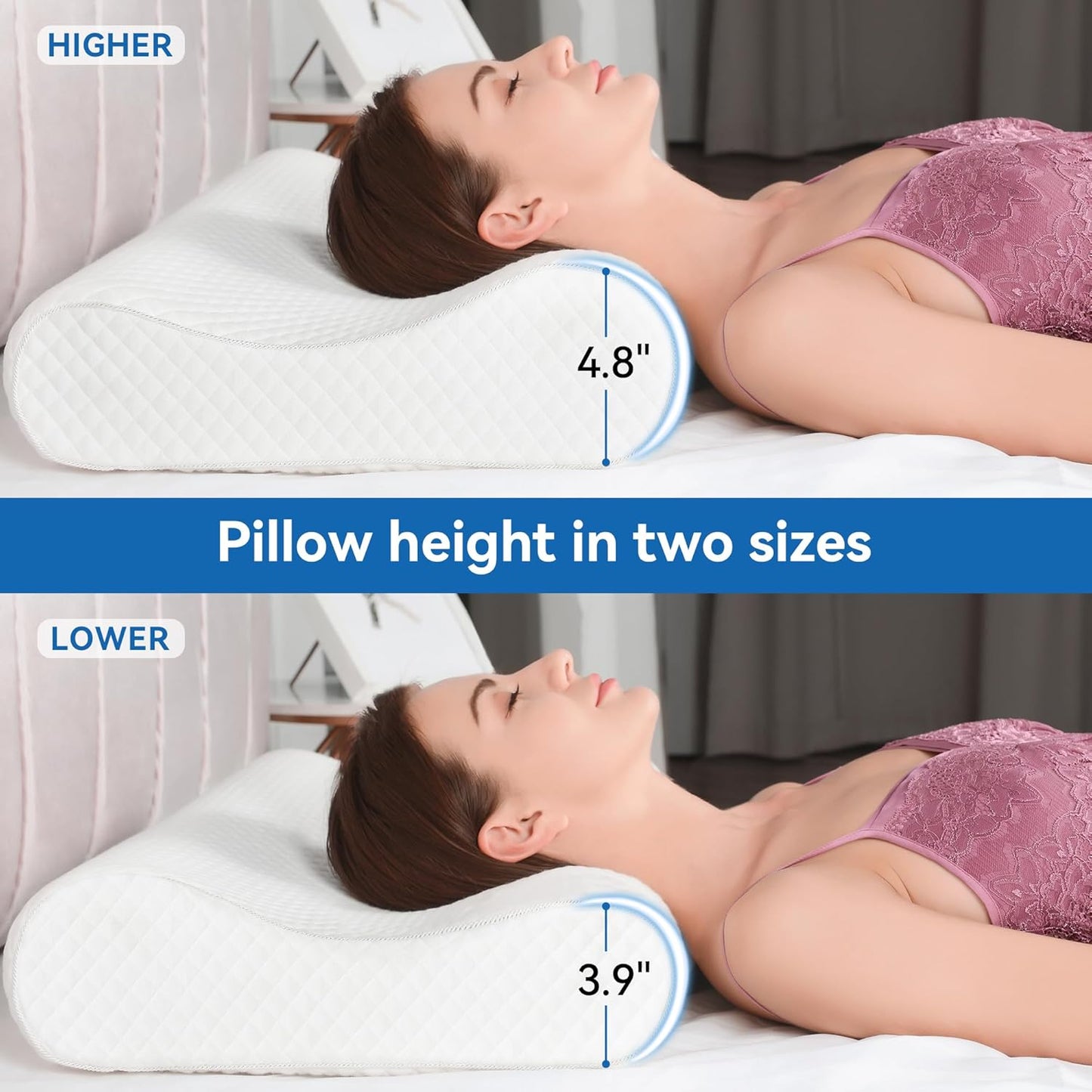 AM AEROMAX 26" Queen Size Contour Memory Foam Pillow, Cervical Pillow for Neck Pain Relief, Neck Orthopedic Sleeping Pillows for Side, Back and Stomach Sleepers