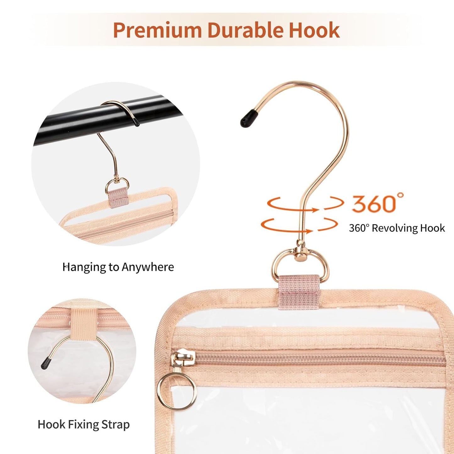 Clear Cosmetic Bags, Hanging Toiletry Bag for Travelling, Transparent Makeup Organizer Case, Water-resistant Portable Skncare Storage Pouch with Handle, Travel Must Haves