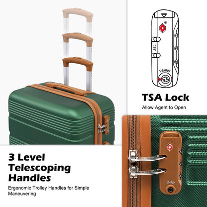 LONG VACATION 6 Piece ABS+PC Hardshell Luggage Set with Spinner Wheels, Lightweight suitcase set with TSA Lock & YKK Zipper