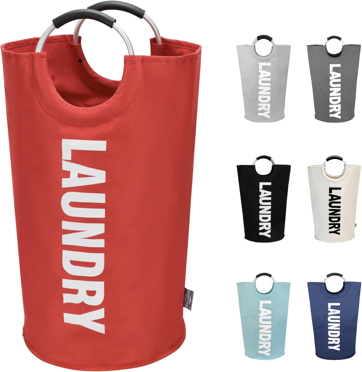 DOKEHOM 125L X-Large Collapsible Washing Laundry Basket Bag (7 Colors) for Bedroom, Fabric (Red, XL)