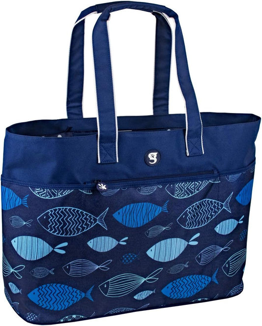 geckobrands Oversized Beach Tote – Large and Stylish Beach Bag with 4 Exterior Pockets and Zippered Internal Compartment