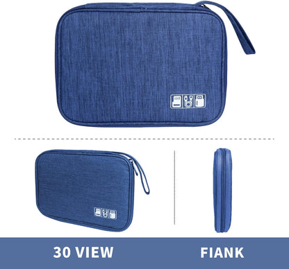 Electronics Travel Organizer,Portable Waterproof Electronic Travel Storage Bag for Small Charging Cord Storage,Charger,Small Electronics,SD Card etc,for Travel,Business -Navy Blue