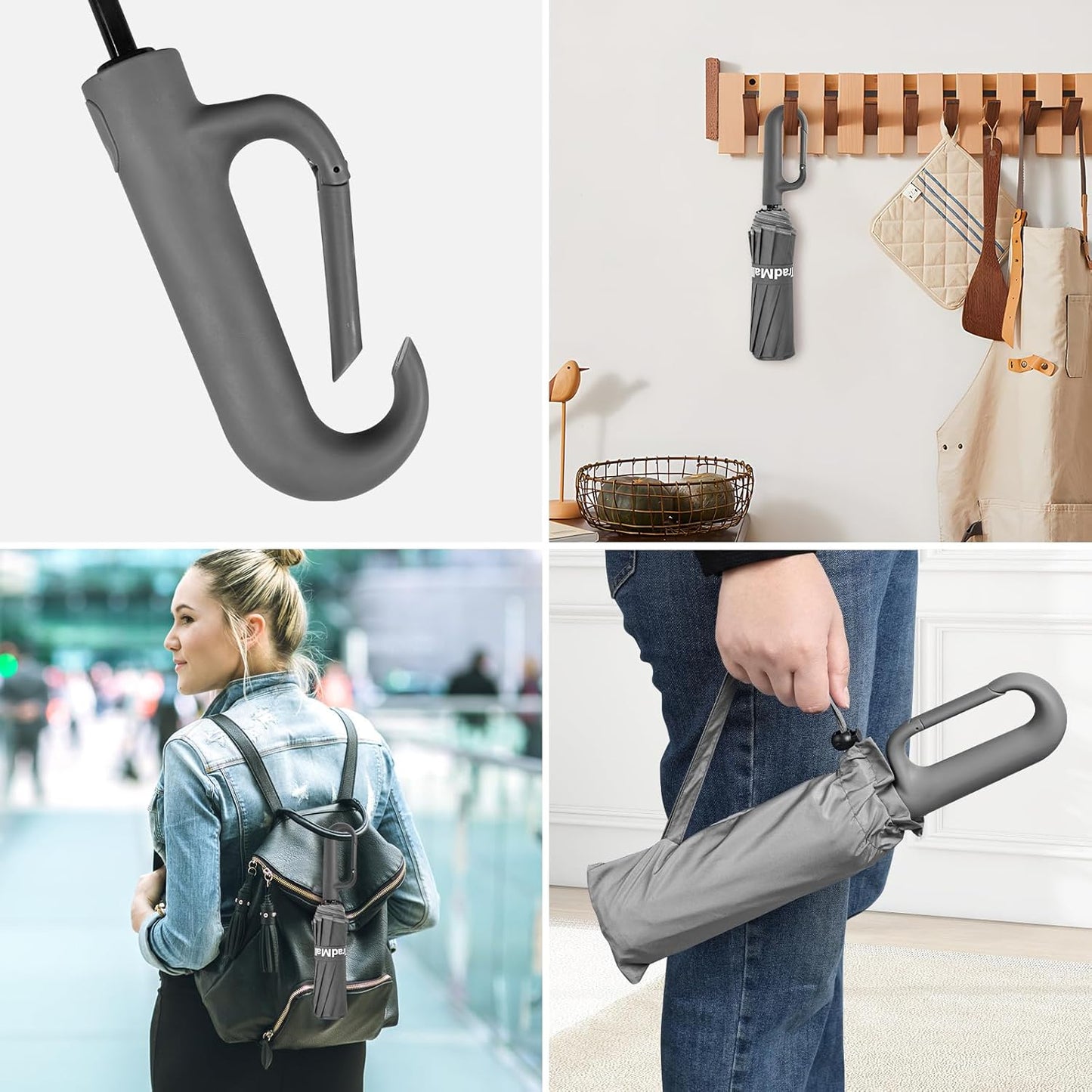 TradMall Travel Umbrella, 280T Fabric Windproof Automatic Portable Compact Folding Umbrellas for Rain with Reflective Stripe for Women and Men