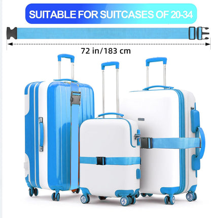 Luggage Straps for Suitcases TSA Approved, Travel Belt Suitcase Belt, Suitcase Straps TSA Approved, Luggage Belt Strap TSA Approved, Travel Straps for Luggage, Luggage Band Bag Straps, Blue