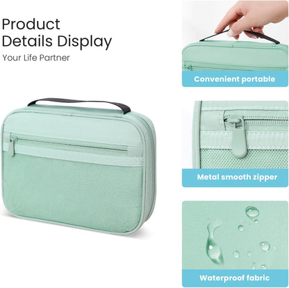 Electronics Organizer Bag, Portable Cable Organizer Case Travel Electronic Accessories Storage Case - Travel storage bag for Cables, Chargers, Phone, SD Cards - Green
