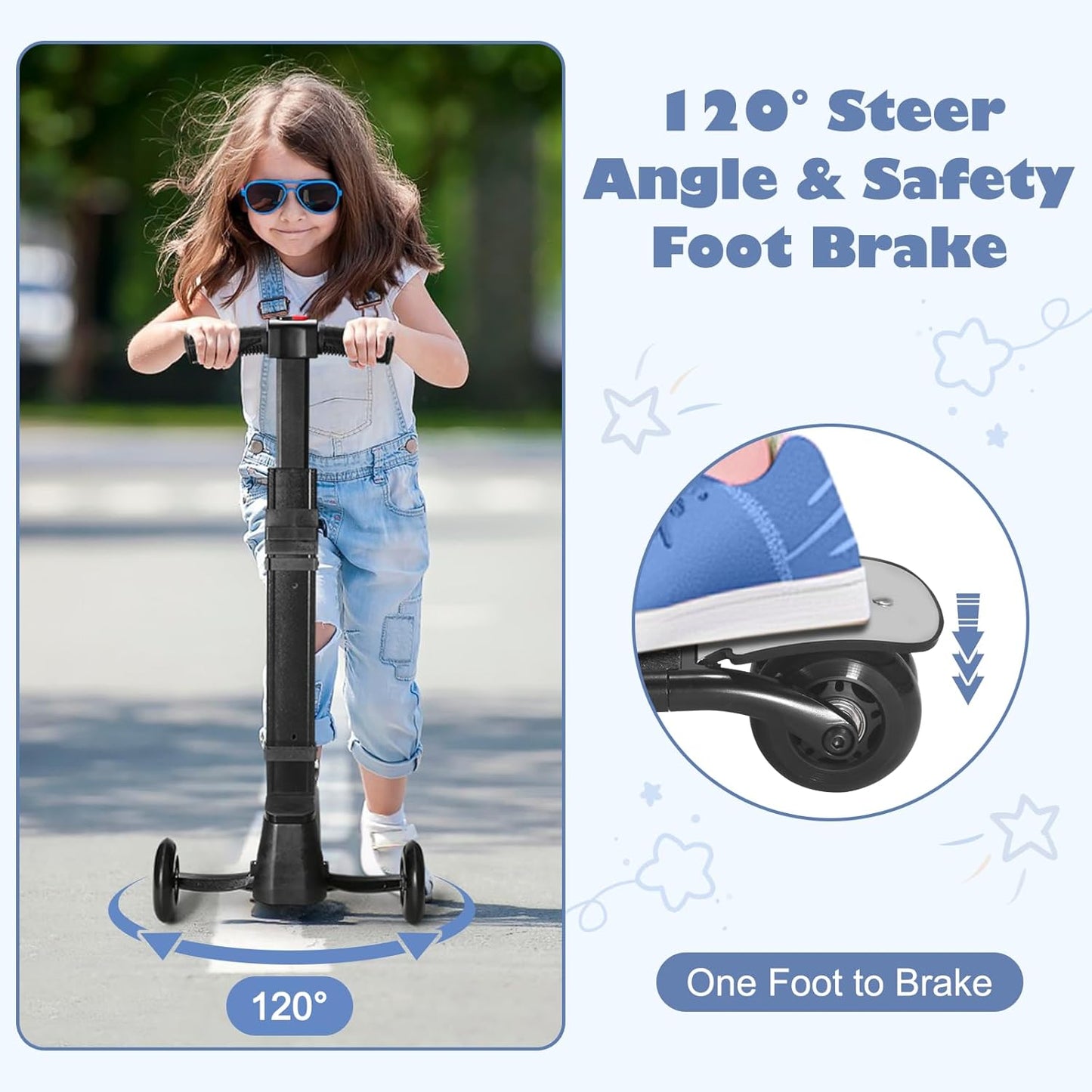 iubest Scooter Luggage Carry On Scooter Suitcase for Kids Age 4-15, Detachable & Foldable 4 in 1 Kids Suitcase, Multifunctional Ride On Travel Trolley Scooter Combo-Blue