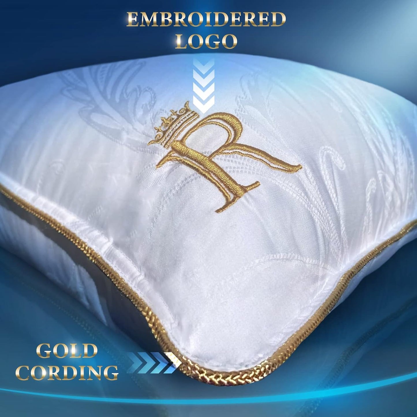 Royal Therapy White Goose Feathers and Down Pillow, Premium White Bed Sleeping Breathable
