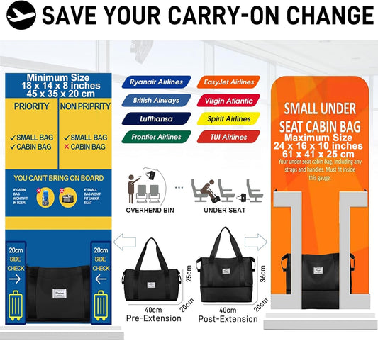 Travel Duffel Bag, Sports Tote Gym Bag, Shoulder Weekender Overnight Bag for Women