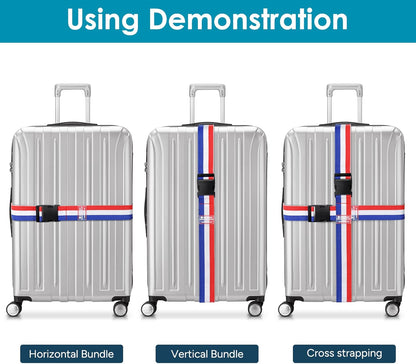 Travel Inspira Luggage Straps for Suitcases, Adjustable Suitcase Strap, TSA Approved Luggage Straps - Secure Your Luggage Safely During Travel (4 Pack)