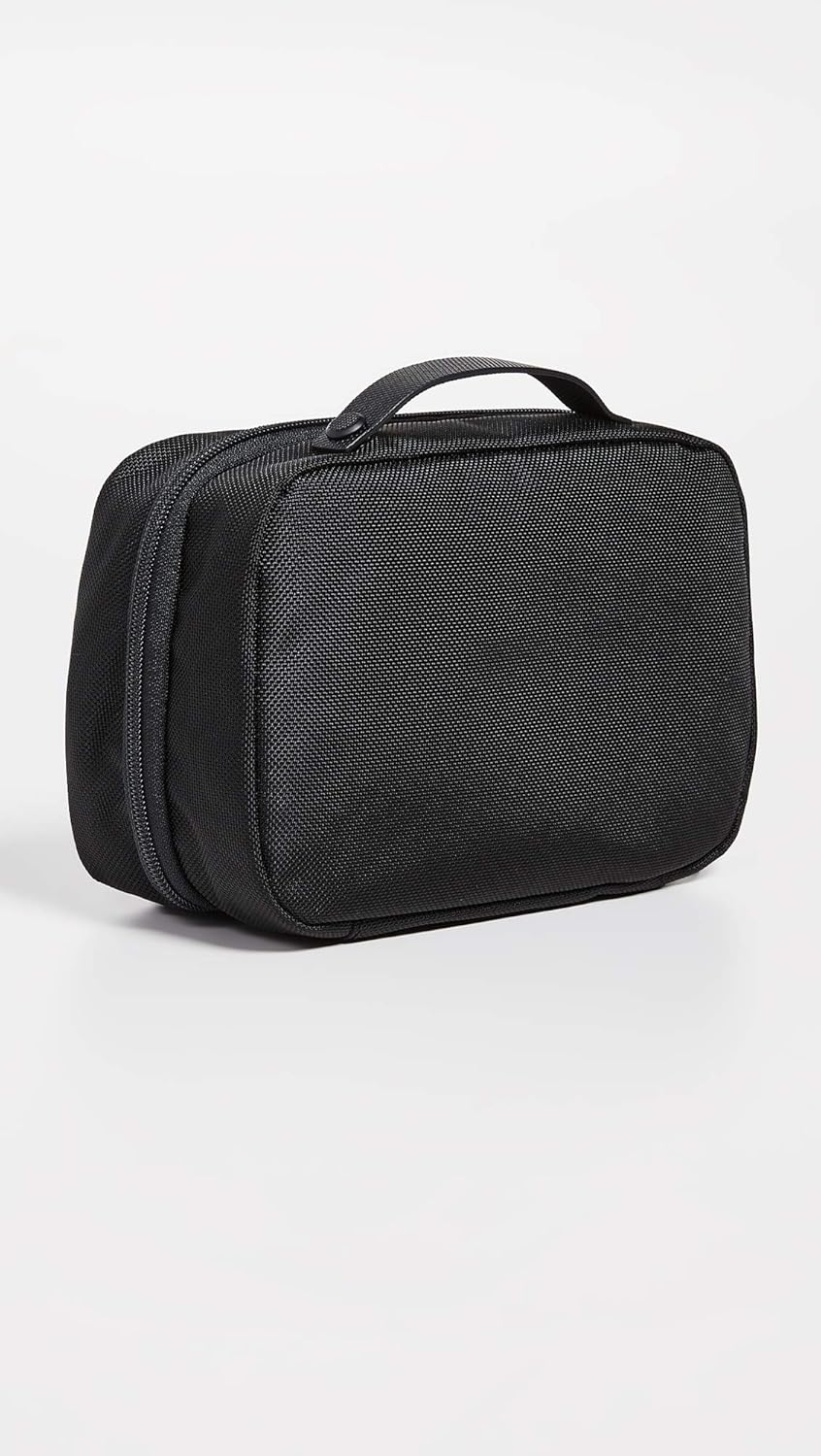 TUMI Alpha Split Travel Kit - Compact Toiletry Bag for Men & Women - Features Removable Leather Handle & 3 Zip Pockets - Black